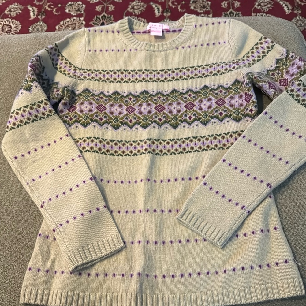 Gianni Bini 100% Cashmere Purple/Tan Sweater Size Small (TD)